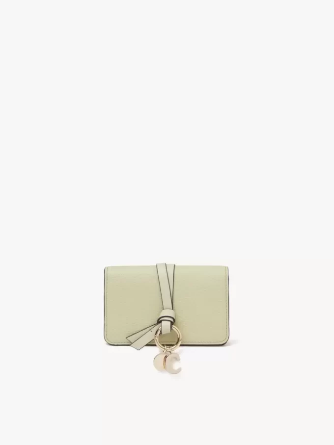 Alphabet card holder in grained leather