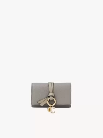 Alphabet key case in grained leather