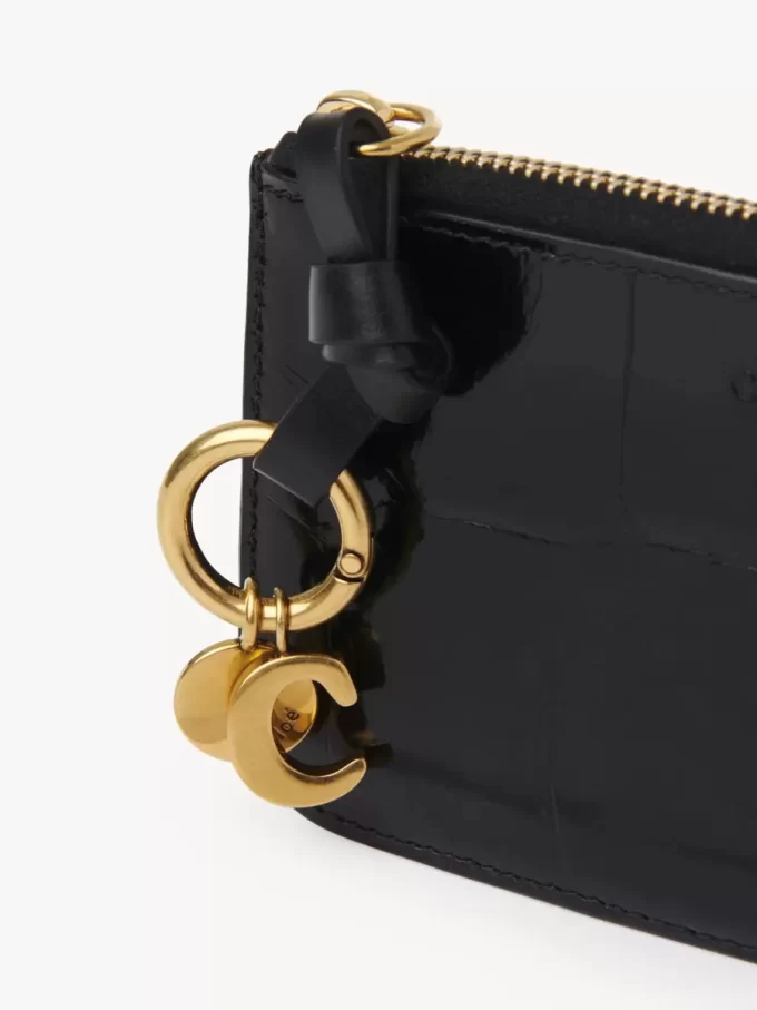 Alphabet wallet in croco-effect leather