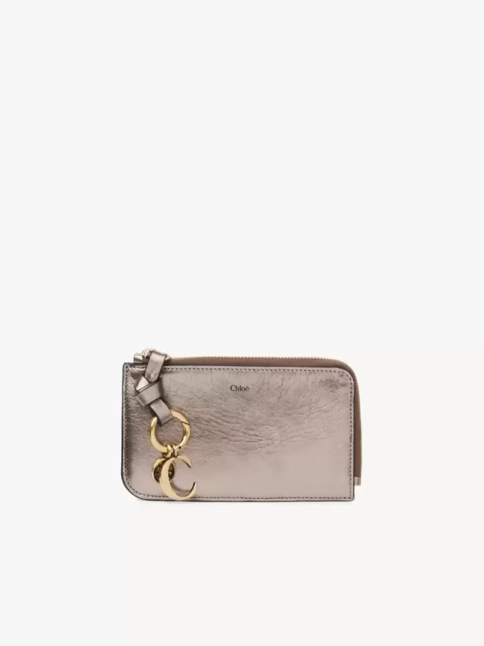 Alphabet wallet in metallized leather