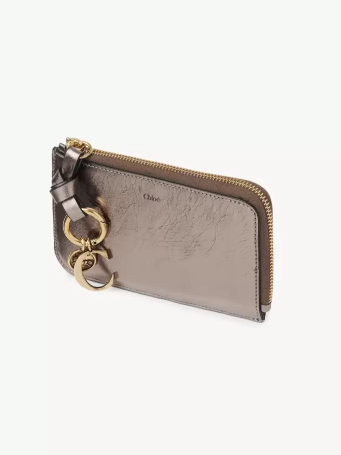 Alphabet wallet in metallized leather