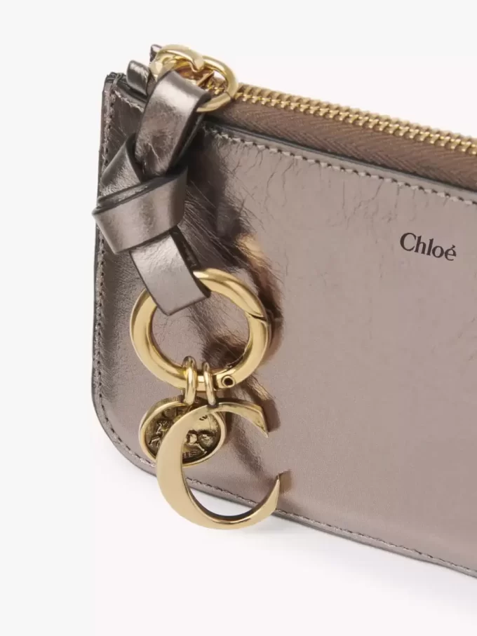 Alphabet wallet in metallized leather