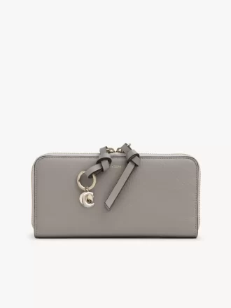 Alphabet zipped long wallet in grained leather