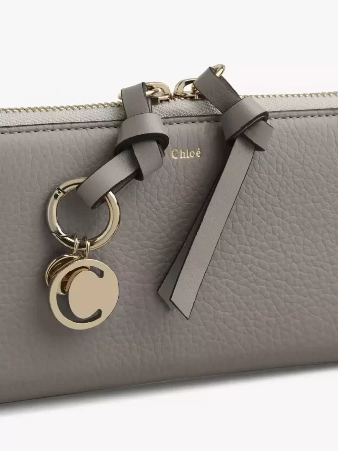 Alphabet zipped long wallet in grained leather