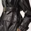 Belted jacket in shiny coated cotton