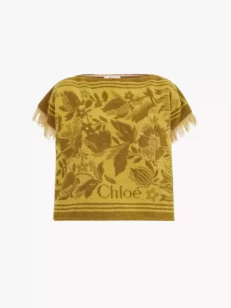 Boat-neck logo top in cotton jacquard