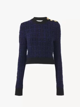Boxy mock-neck sweater in a wool & silk knit