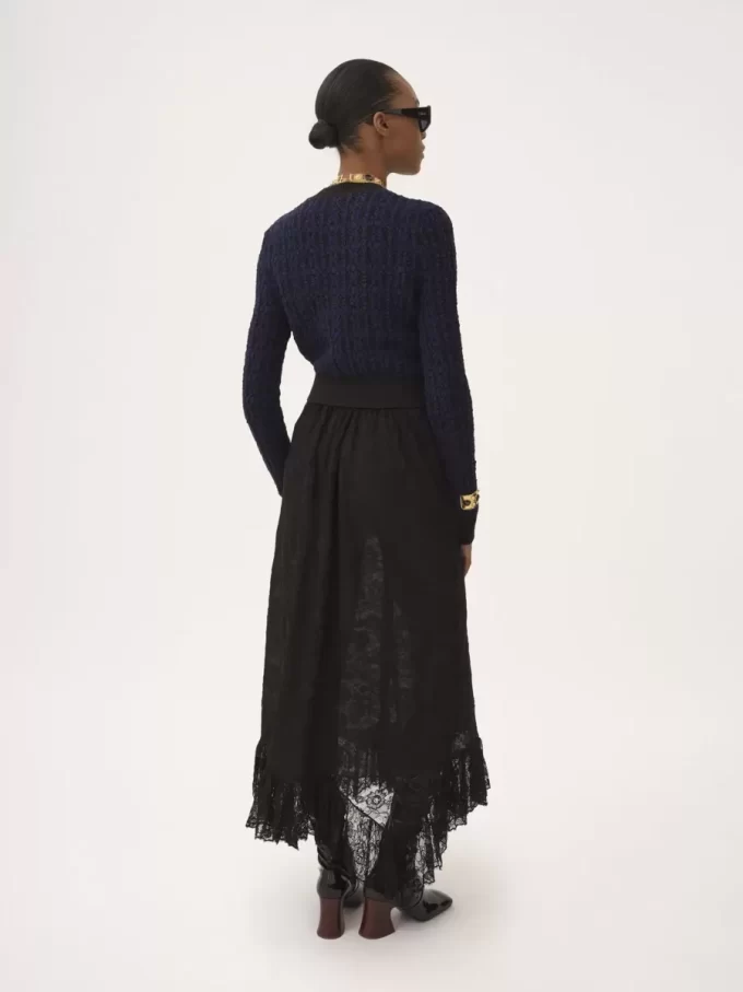Boxy mock-neck sweater in a wool & silk knit
