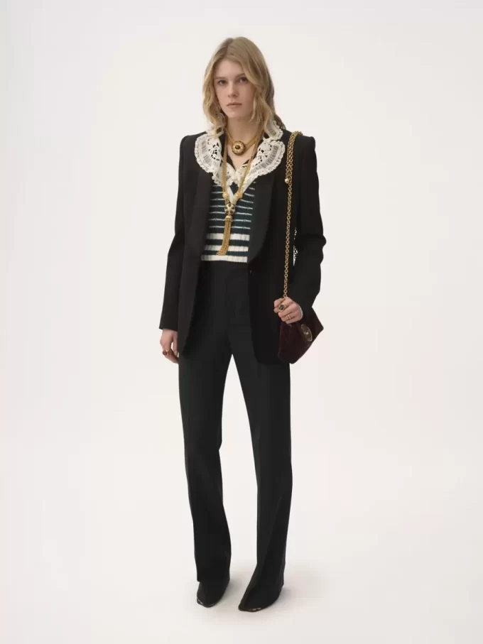 Boyish tailored pants in wool grain de poudre