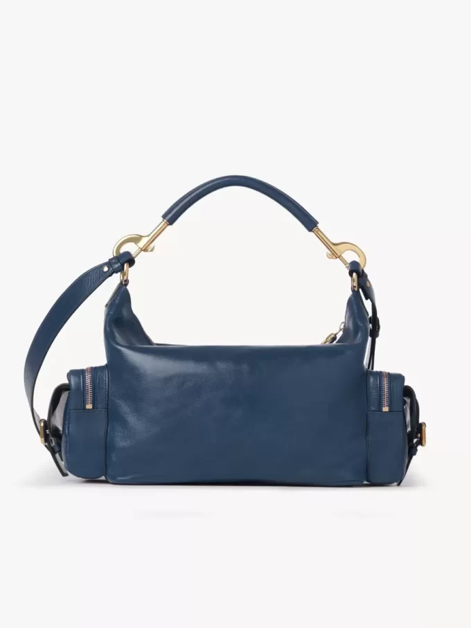 Camera bag in shiny leather