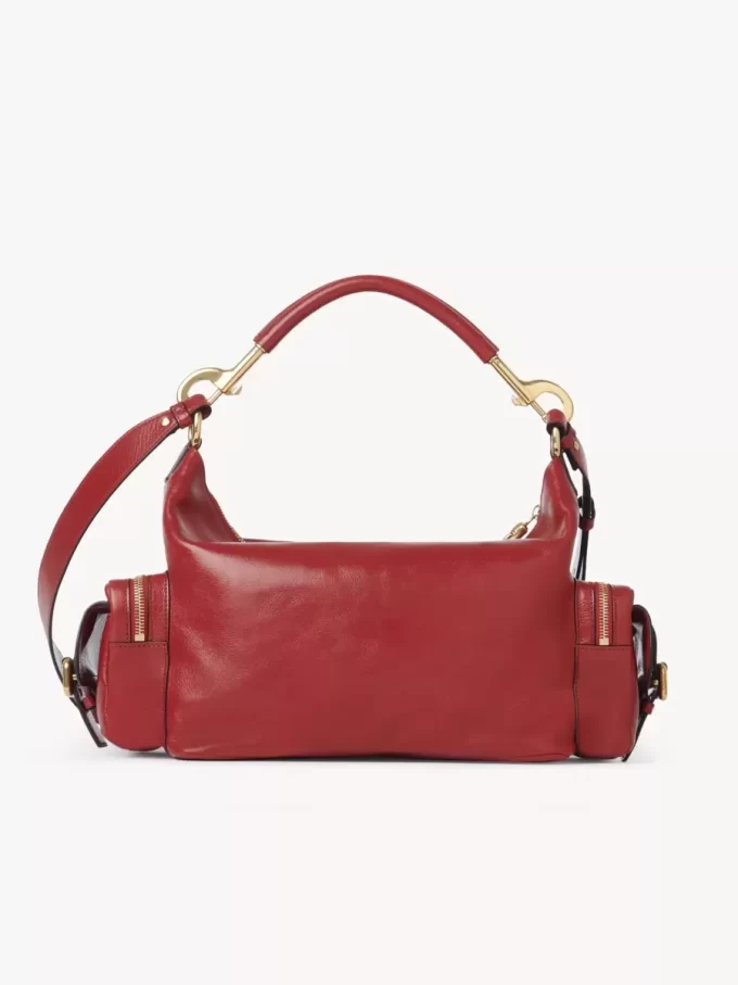 Camera bag in shiny leather