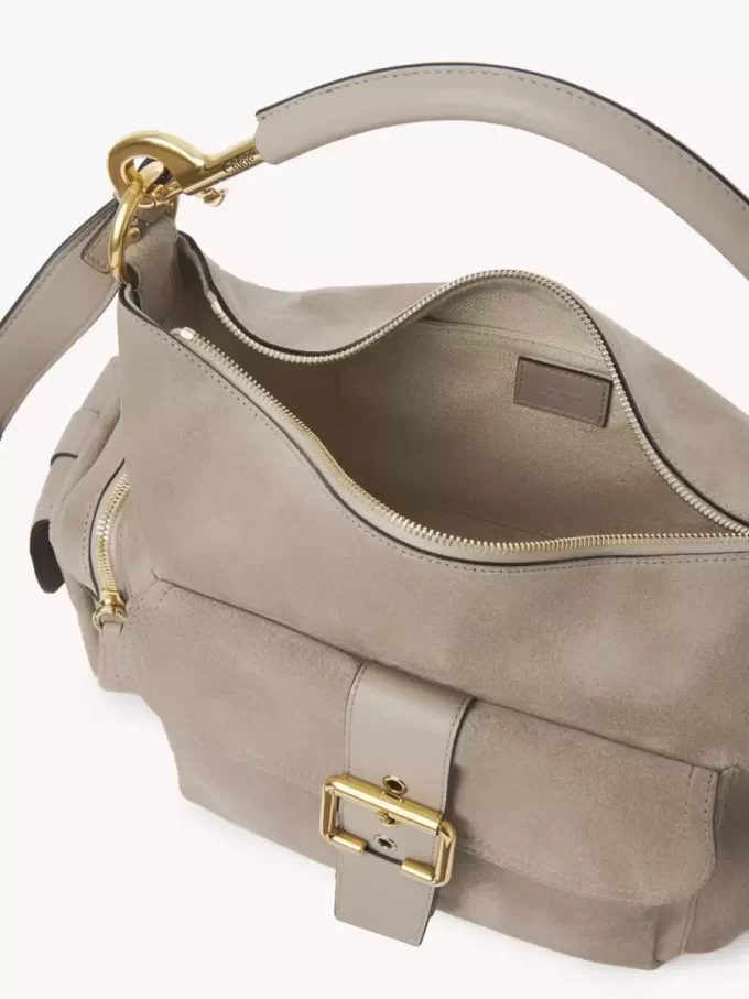 Camera bag in suede leather