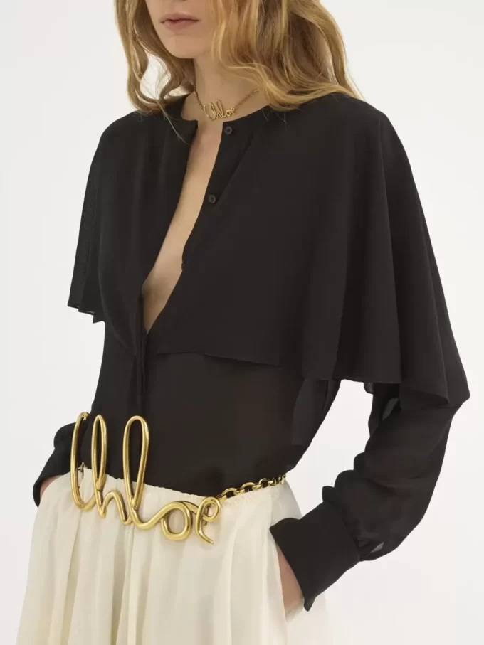 Cape blouse in silk georgette