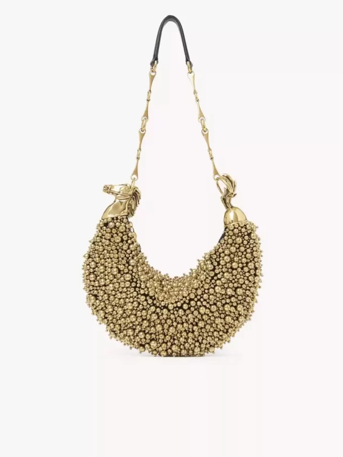 Chain Horse shoulder bag in beaded suede leather