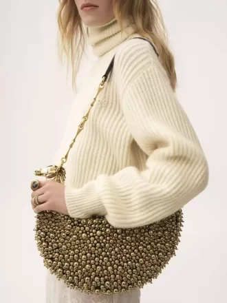 Chain Horse shoulder bag in beaded suede leather