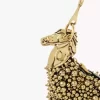 Chain Horse shoulder bag in beaded suede leather