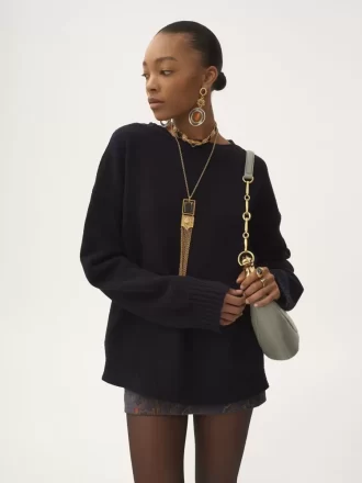 Chain Horse shoulder bag in grained leather