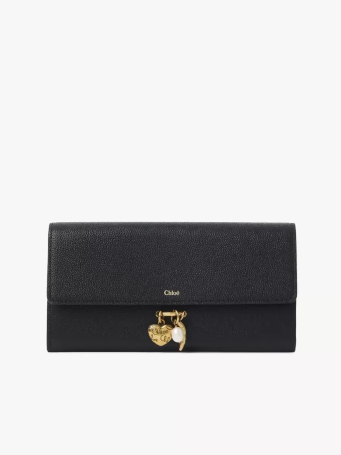 Chloé Charms long wallet with flap in grained leather