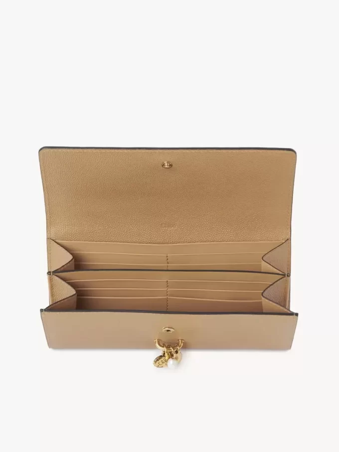 Chloé Charms long wallet with flap in grained leather