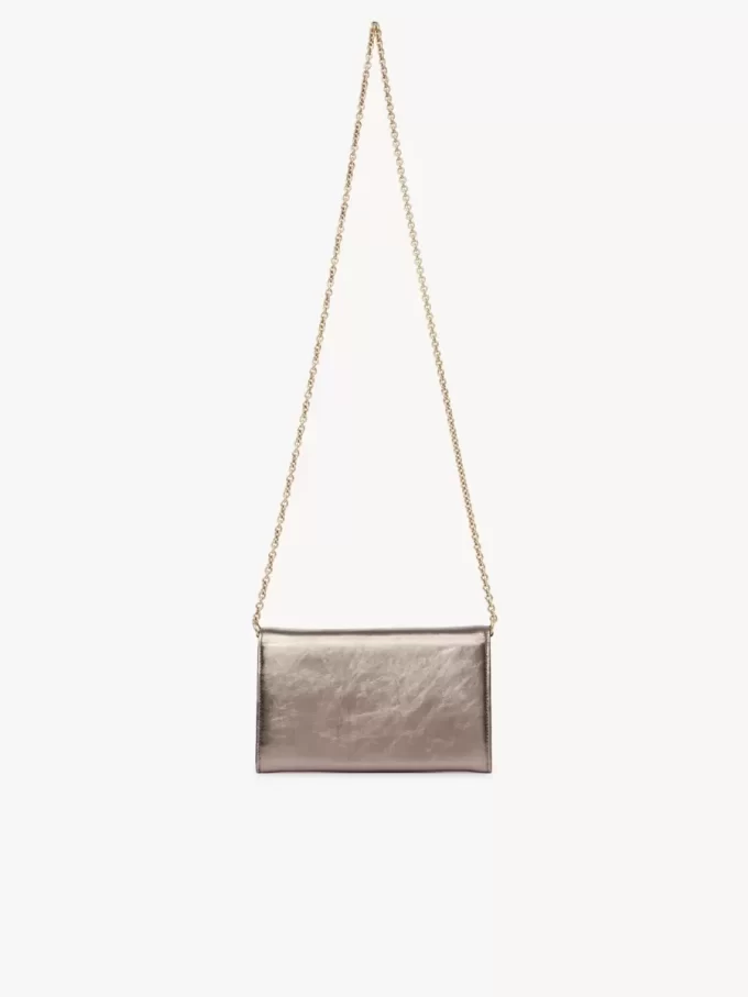 Chloé Iconic flap wallet on chain in metallized leather