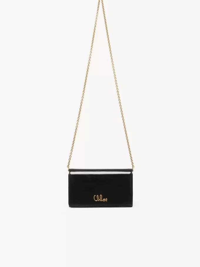 Chloé Iconic flap wallet on chain in patent leather