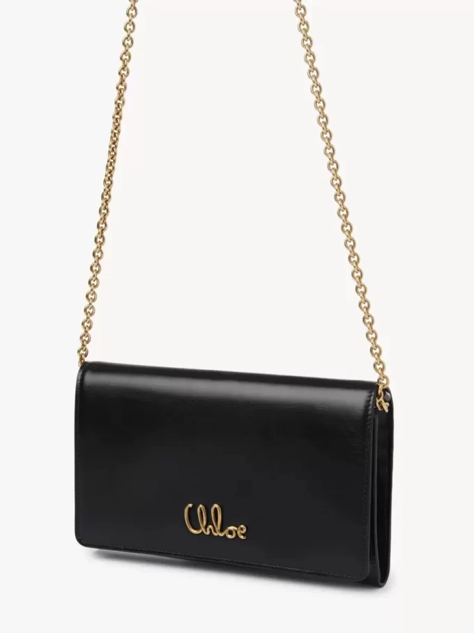 Chloé Iconic flap wallet on chain in shiny leather