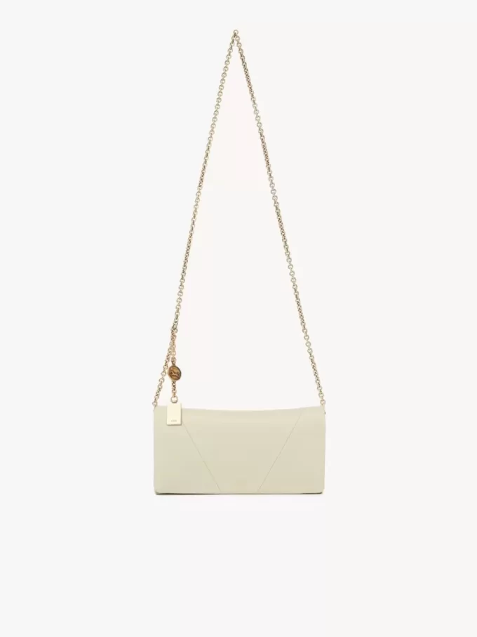 Chloé Spin flap wallet on chain in grained leather