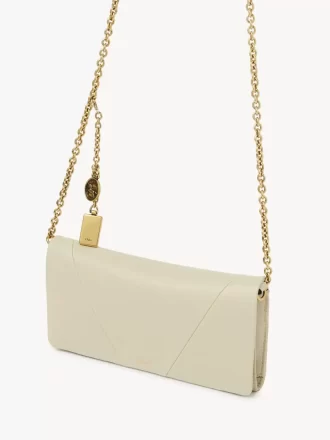 Chloé Spin flap wallet on chain in grained leather