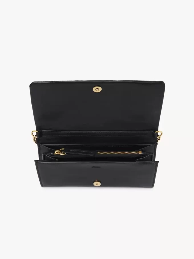 Chloé Spin flap wallet on chain in grained leather