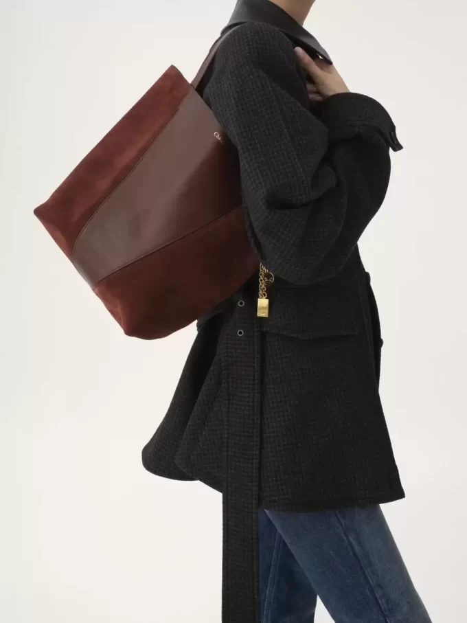 Chloé Spin tote bag in grained & suede leather