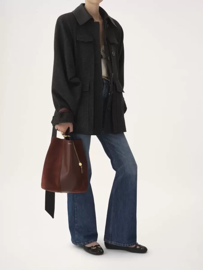 Chloé Spin tote bag in grained & suede leather