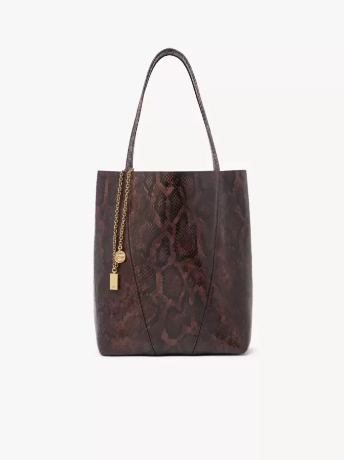 Chloé Spin tote bag in python-effect leather