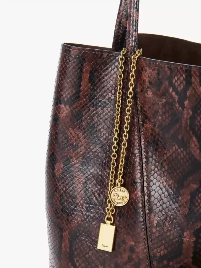 Chloé Spin tote bag in python-effect leather