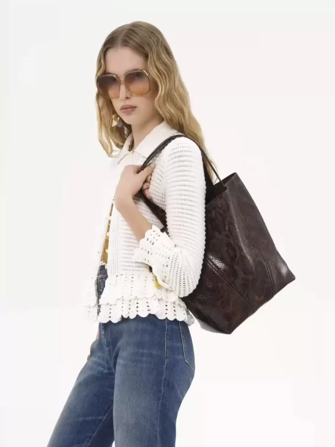Chloé Spin tote bag in python-effect leather
