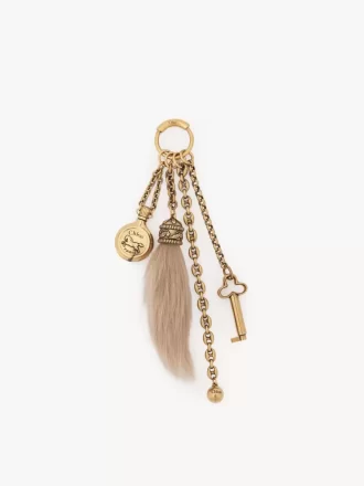 Chloé Symbols bag charm in brass & shearling