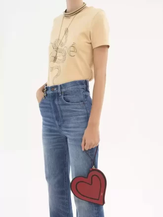 Chloé Symbols Heart flat pouch in grained leather