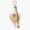 Chloé Symbols Heart Shearling bag charm in brass