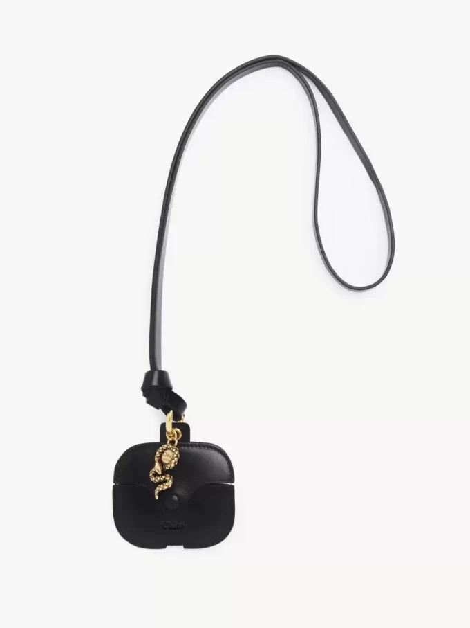 Chloé Symbols Snake earpods case in grained leather