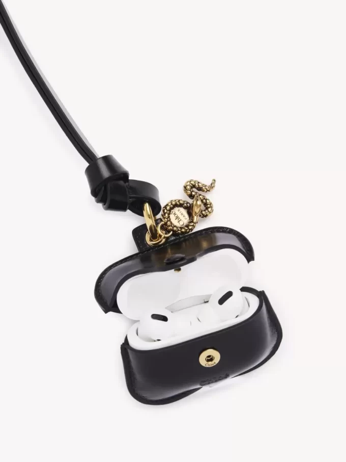 Chloé Symbols Snake earpods case in grained leather