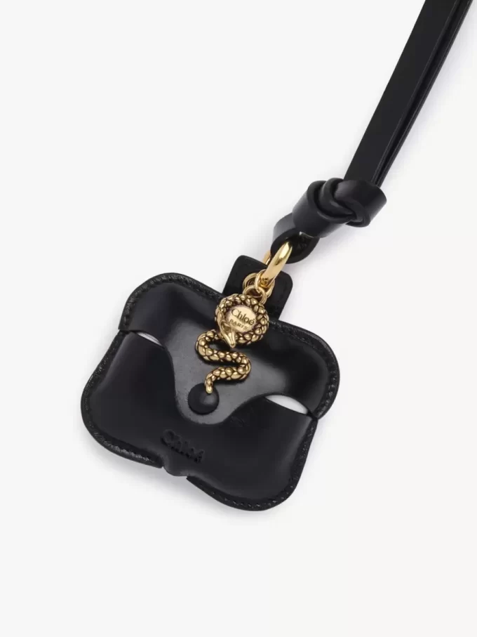 Chloé Symbols Snake earpods case in grained leather
