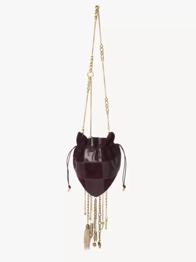 Château Treasures crossbody bag in grained & suede leather