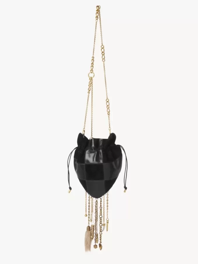 Château Treasures crossbody bag in grained & suede leather