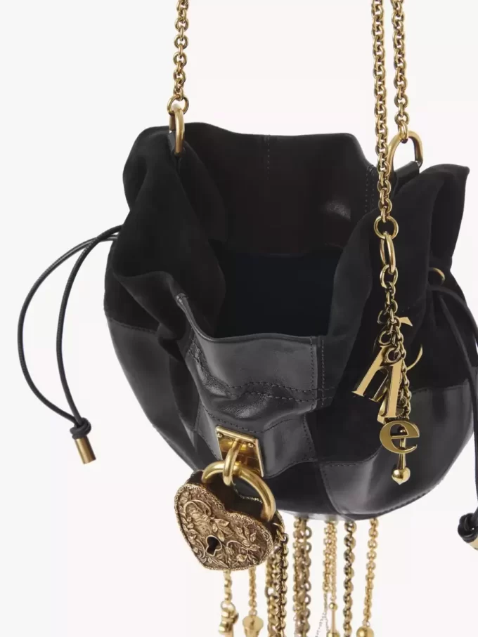 Château Treasures crossbody bag in grained & suede leather