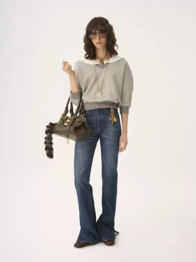 Collar sweater in chiné fleece Collar sweater in chiné fleece