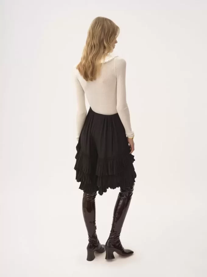 Collared Henley shirt in superfine wool knit & lace