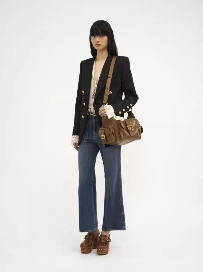 Cropped bootcut jeans in denim