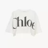 Cropped boxy logo T-shirt in cotton jersey