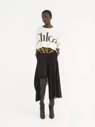 Cropped boxy logo T-shirt in cotton jersey