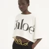 Cropped boxy logo T-shirt in cotton jersey