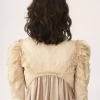 Cropped fitted jacket in silk duchess satin & lace
